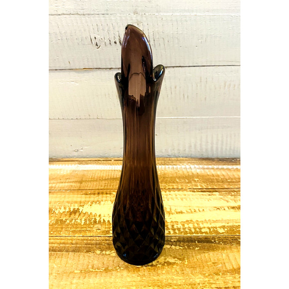 Vintage Mid Century Amethyst Purple Swung Vase 9" Tall - Picture 6 of 9